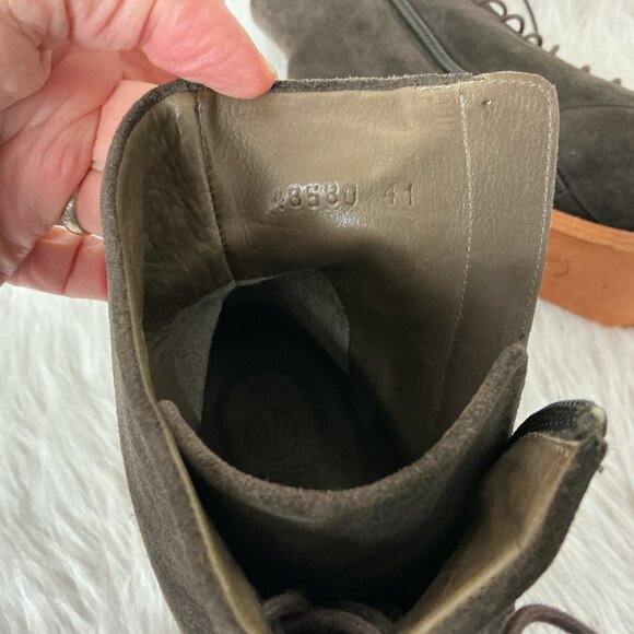 Coclico Brown Suede Lace Up Block Heel Side Zip Bani Boots EU 41 US 10 - Picture 9 of 10